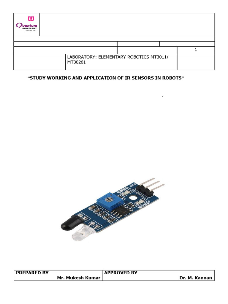 IR Sensors in Robotics: Applications & Theory | PDF | Infrared | Light ...