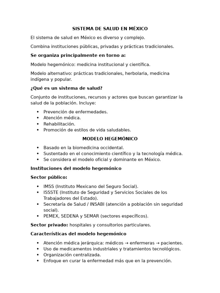 Sistema de Salud en México: Modelos y Retos | PDF | Medicina | México