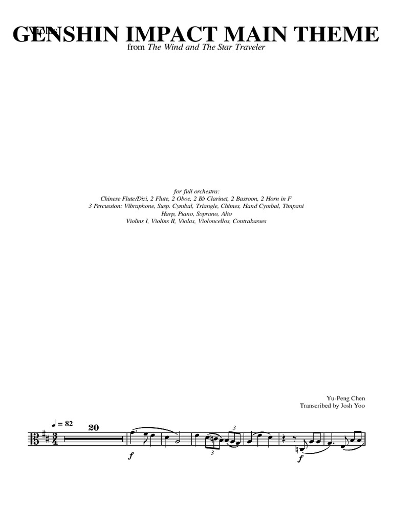 Genshin Impact Main Theme - Complete Orchestral Transcription-Violas | PDF