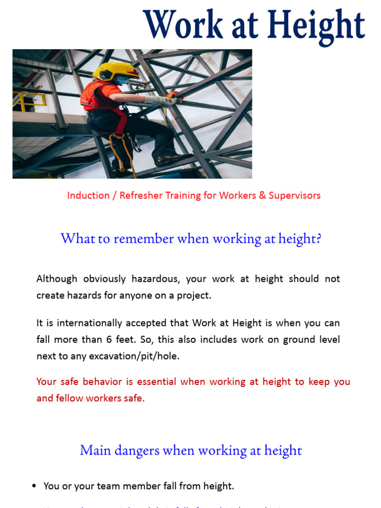 Work at Height Safety Training Guide | PDF | Scaffolding | Ladder