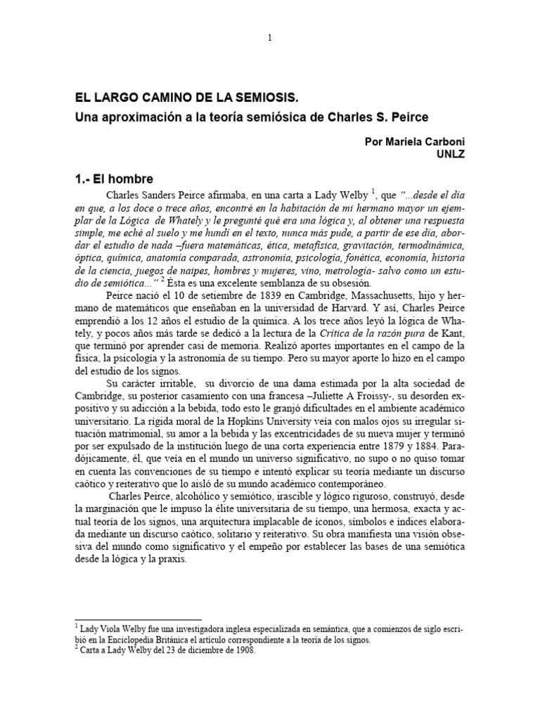 Carboni, Mariela: El Largo Camino de La Semiosis. | PDF | Charles ...