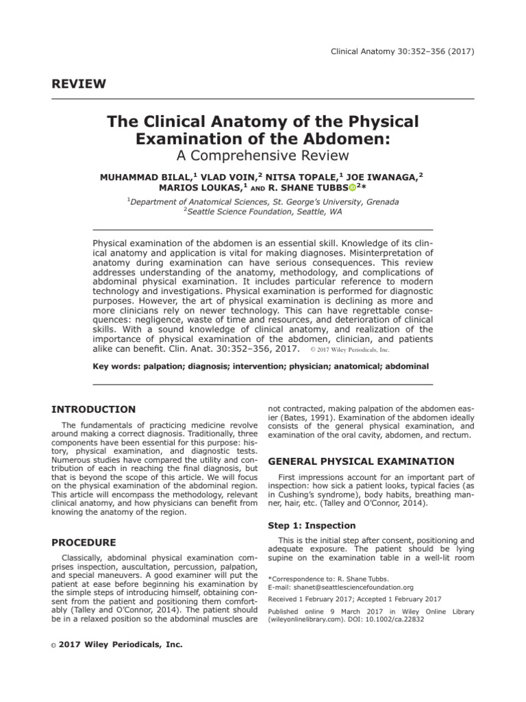 Abdominal Examination: Clinical Anatomy Guide | PDF | Medical Specialties