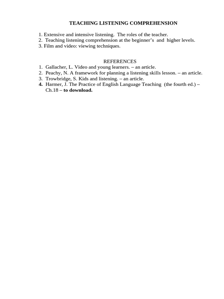 Teaching Listening Comprehension Techniques | PDF