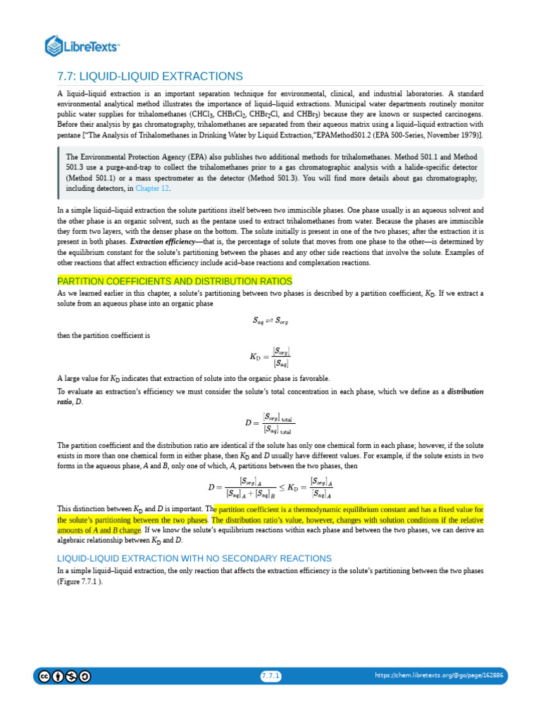 Liquid-Liquid Extraction Techniques | PDF | Chemical Equilibrium ...