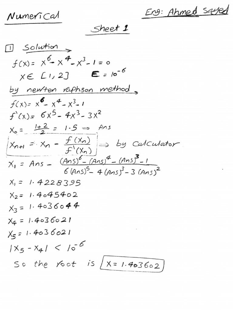 Num Sheet 1 Solution | PDF