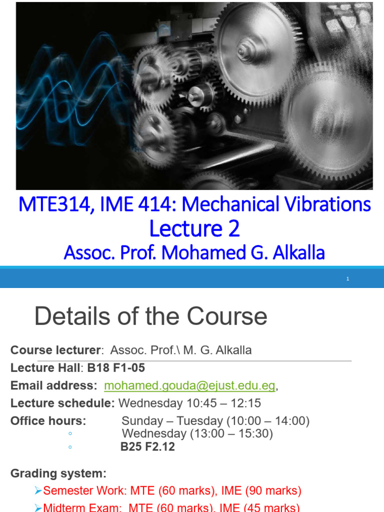 Mechanical Vibrations Course Overview | PDF | Oscillation | Physics