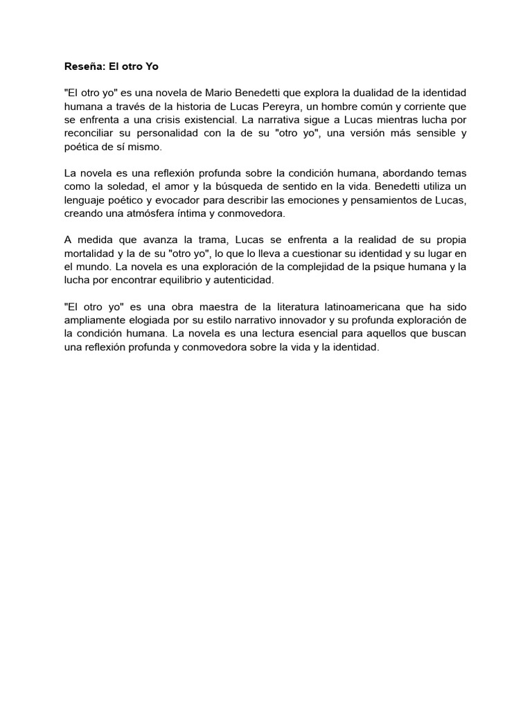 Reseña - El Otro Yo | PDF
