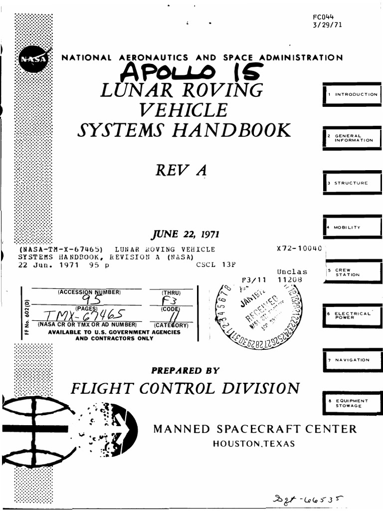 Lunar Roving Vehicle Systems Handbook | PDF | Human Spaceflight ...