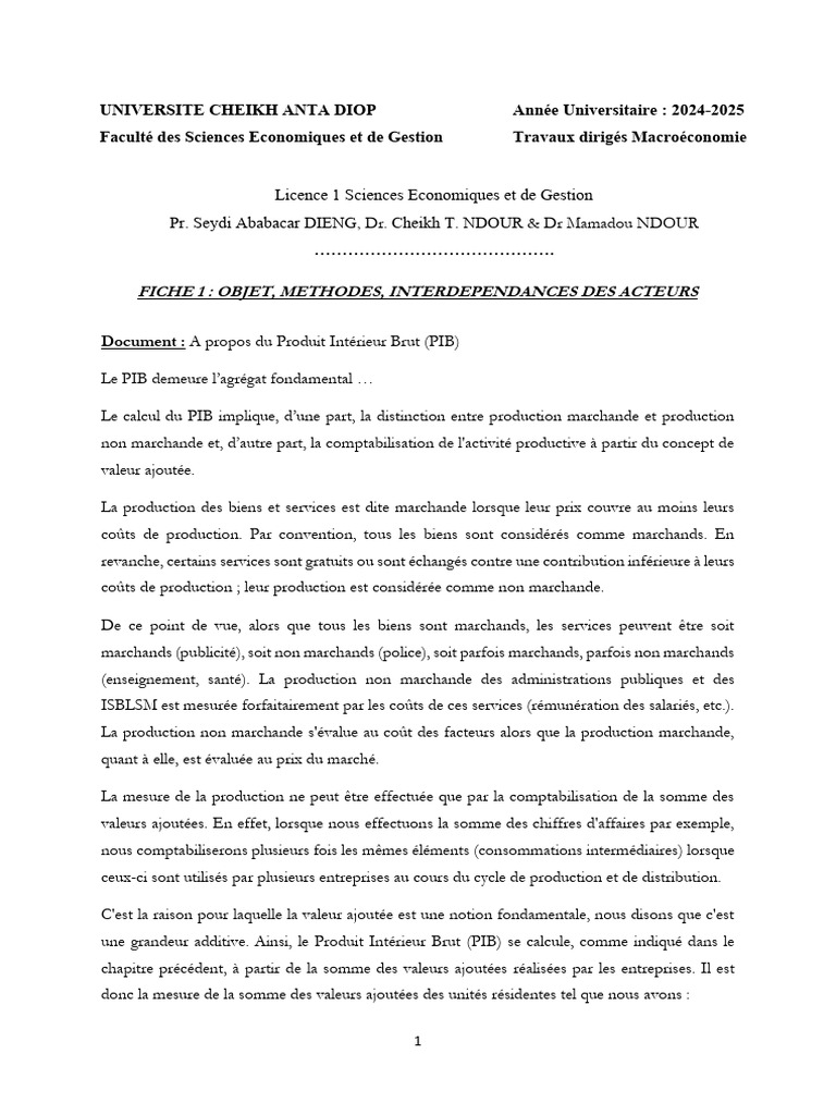 Calcul et limites du PIB en économie | PDF | Produit intérieur brut | Prix