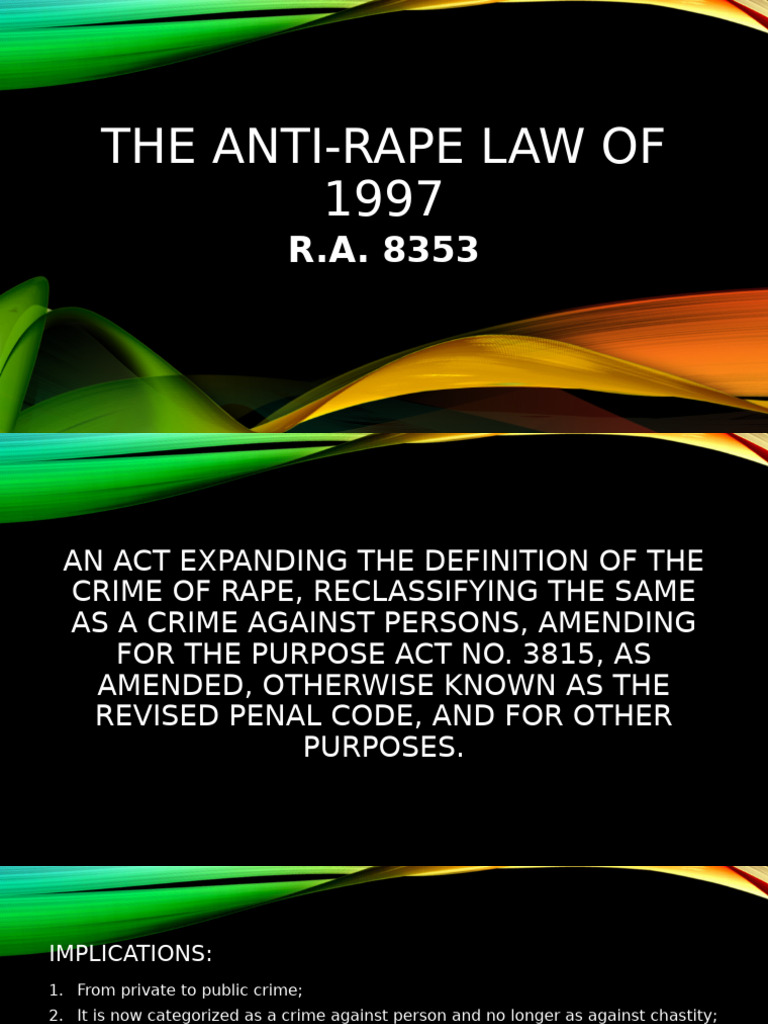 R.A. 8353 | PDF | Rape | Sexual Assault