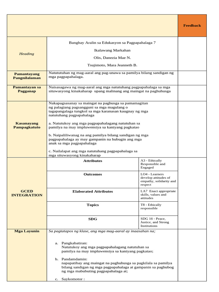 Aralin 8 Final Lesson Plan | PDF