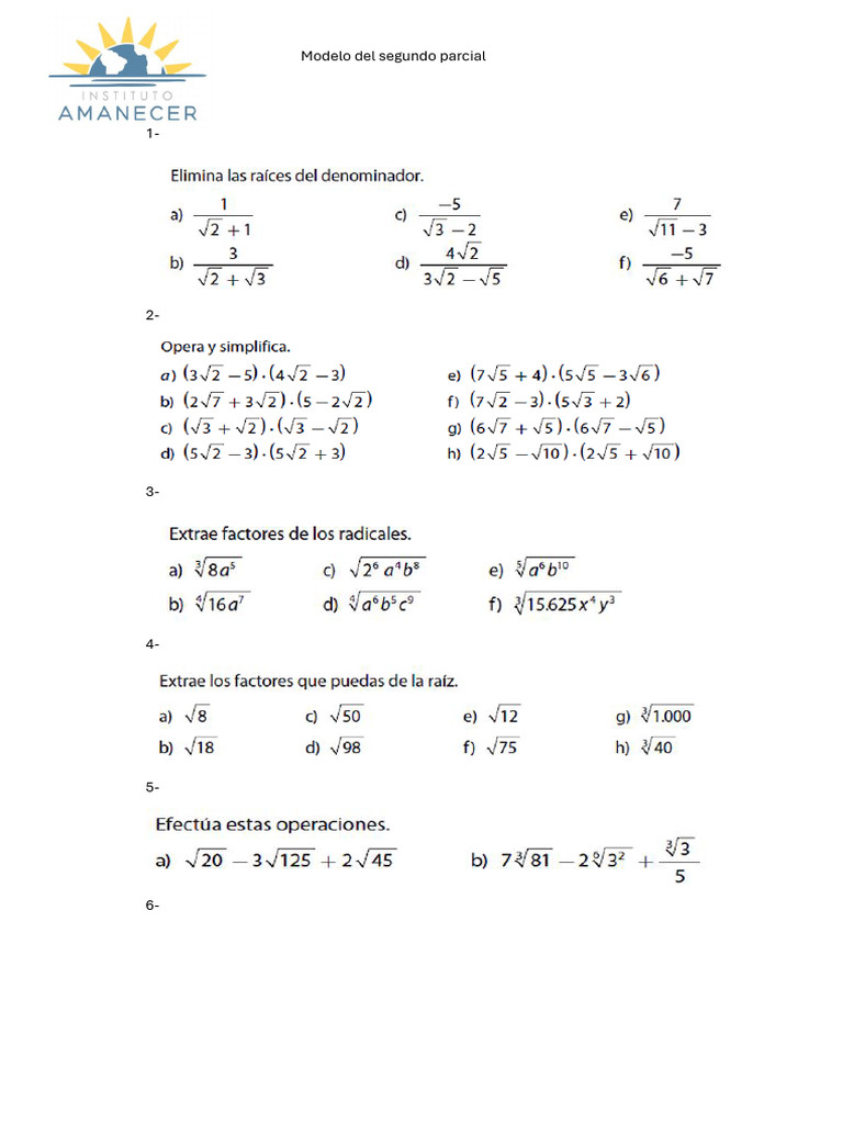 Modelo de Examen Segundo Parcial | PDF
