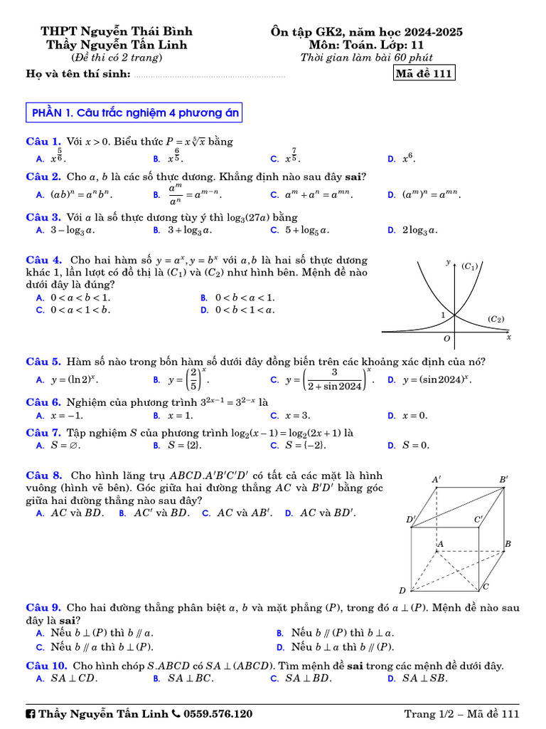 Đề Ôn GK2 Lớp 11 (Full) | PDF