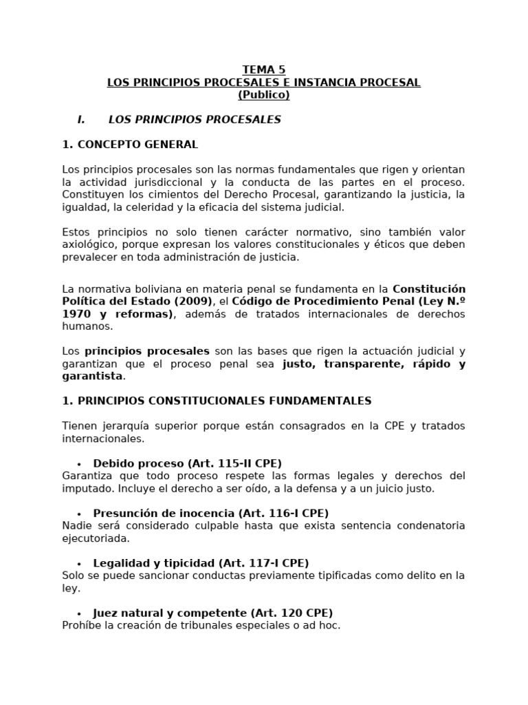 Principios Procesales en el Proceso Penal | PDF | Ley procesal | Debido ...