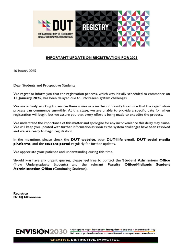 Communication Delayed Start For Registration | PDF