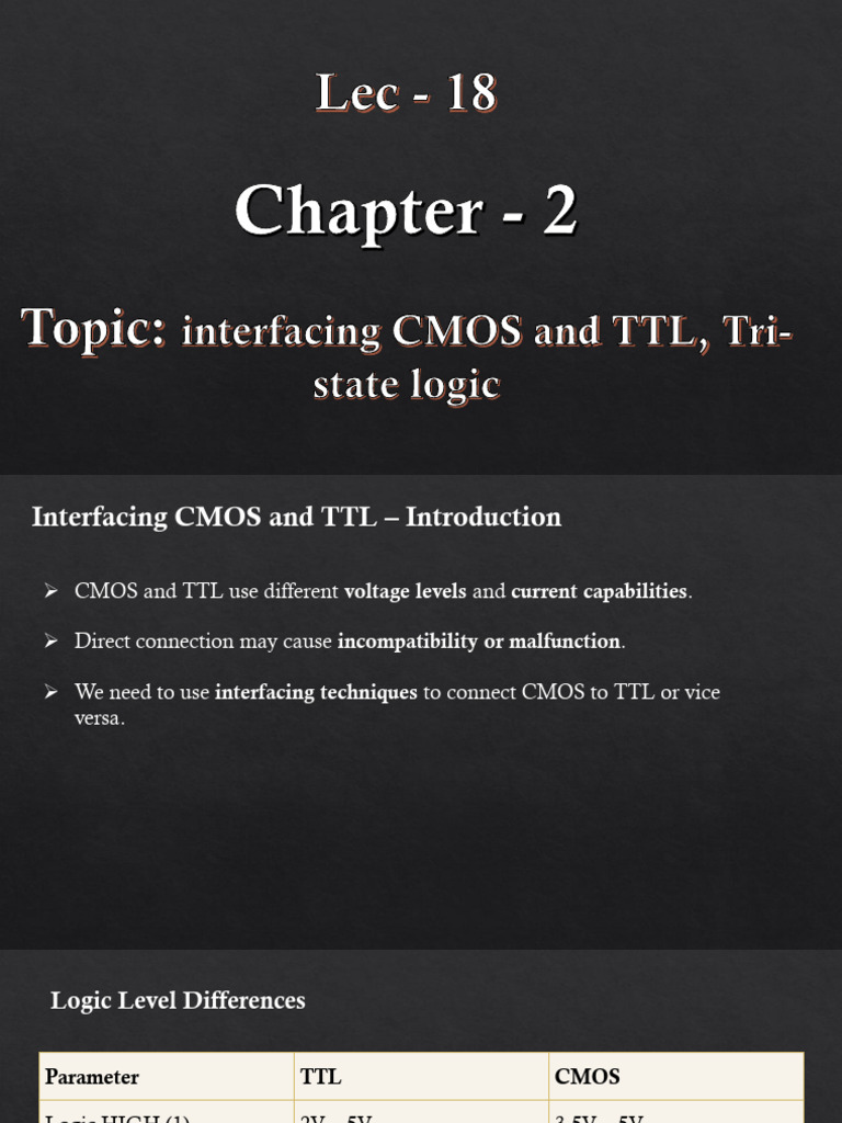 Chapter - 2: Interfacing CMOS and TTL, Tri-State Logic | PDF