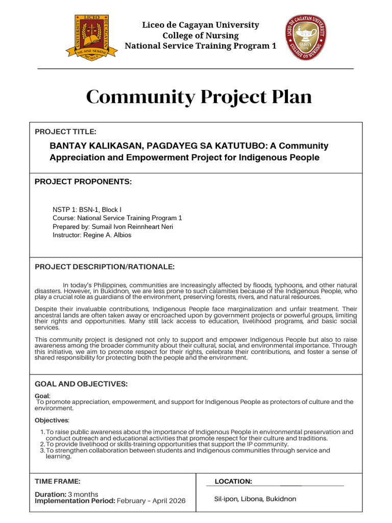 Community Project Plan | PDF