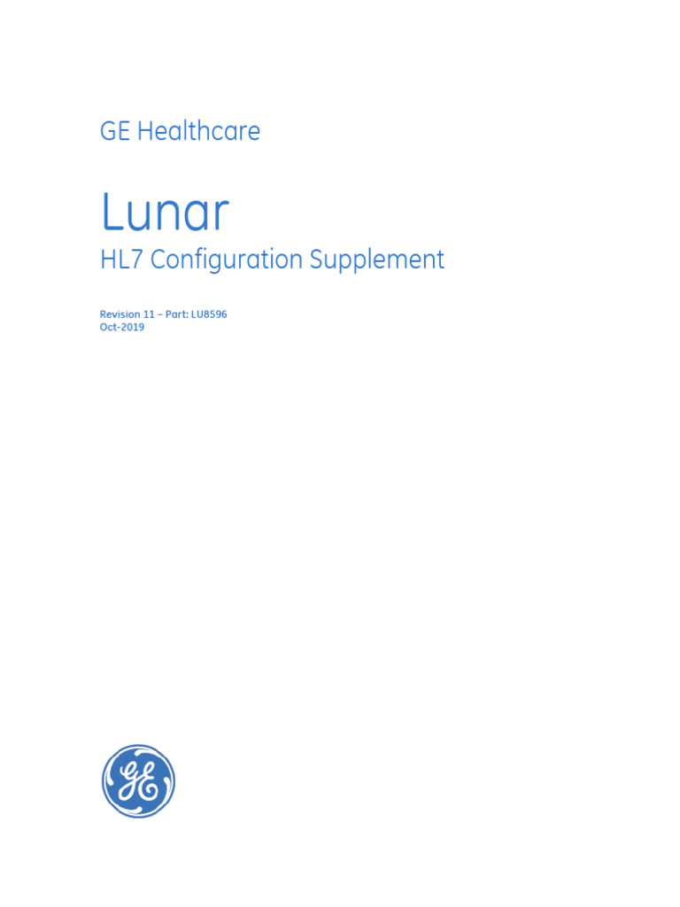 GE Healthcare Lunar HL7 Guide | PDF | Xml Schema | Xml