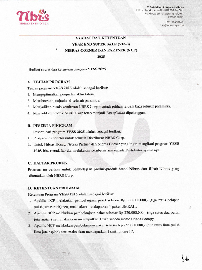 Syarat dan Ketentuan Program YESS 2025 | PDF