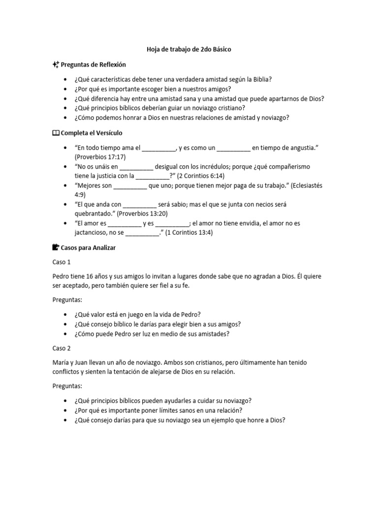 Hoja de Trabajo de 2do Basico | PDF