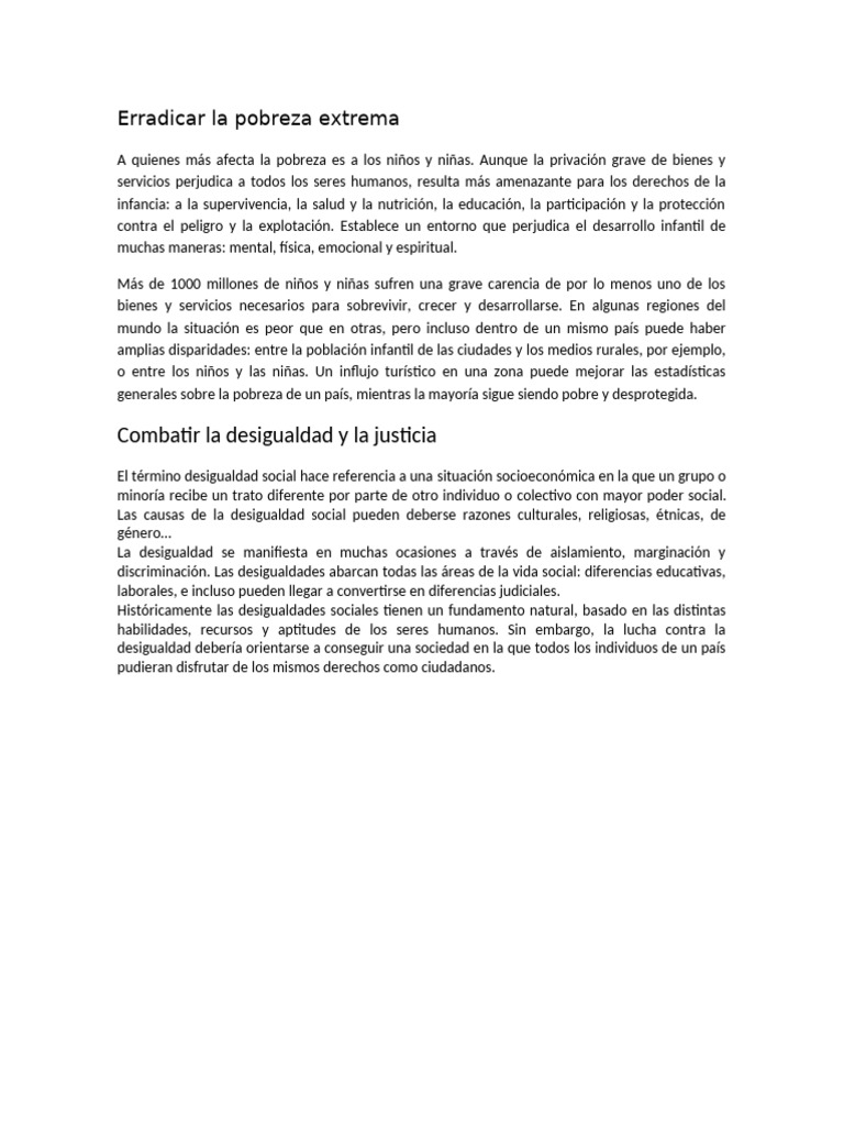 Erradicación de la pobreza infantil y desigualdad | PDF | Desigualdad ...