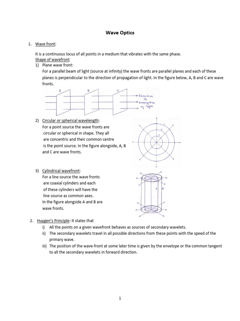 Wave Optics and Huygen's Principle Explained | PDF | Diffraction ...