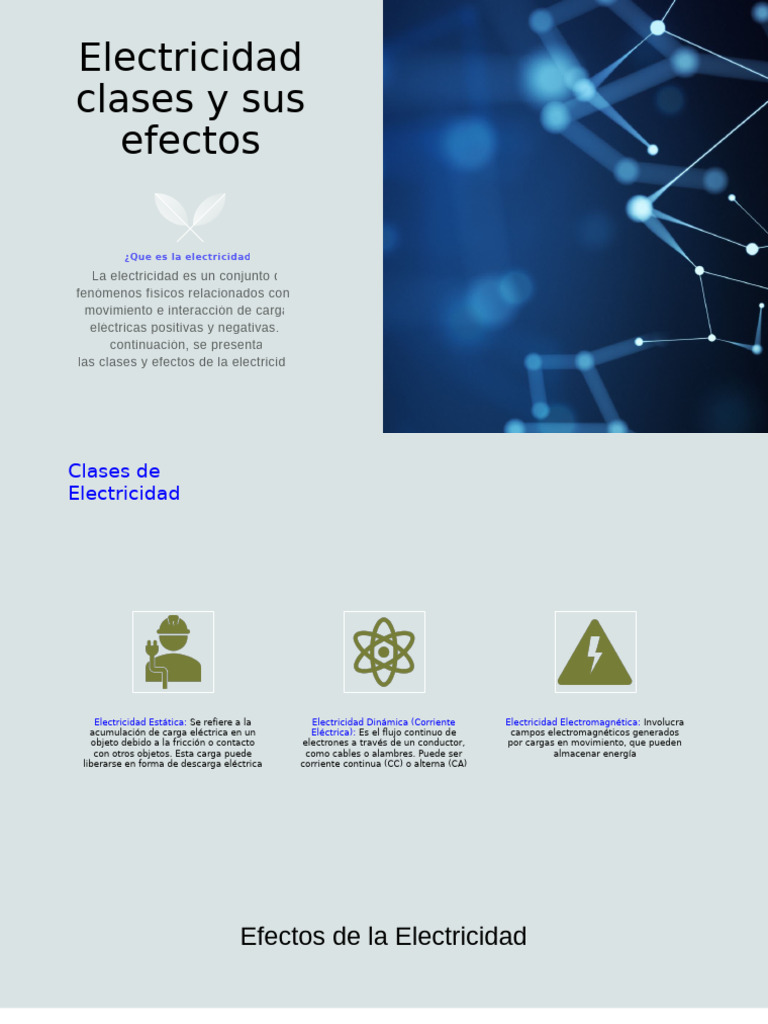 Clases y Efectos de la Electricidad | PDF | Electricidad | Corriente ...