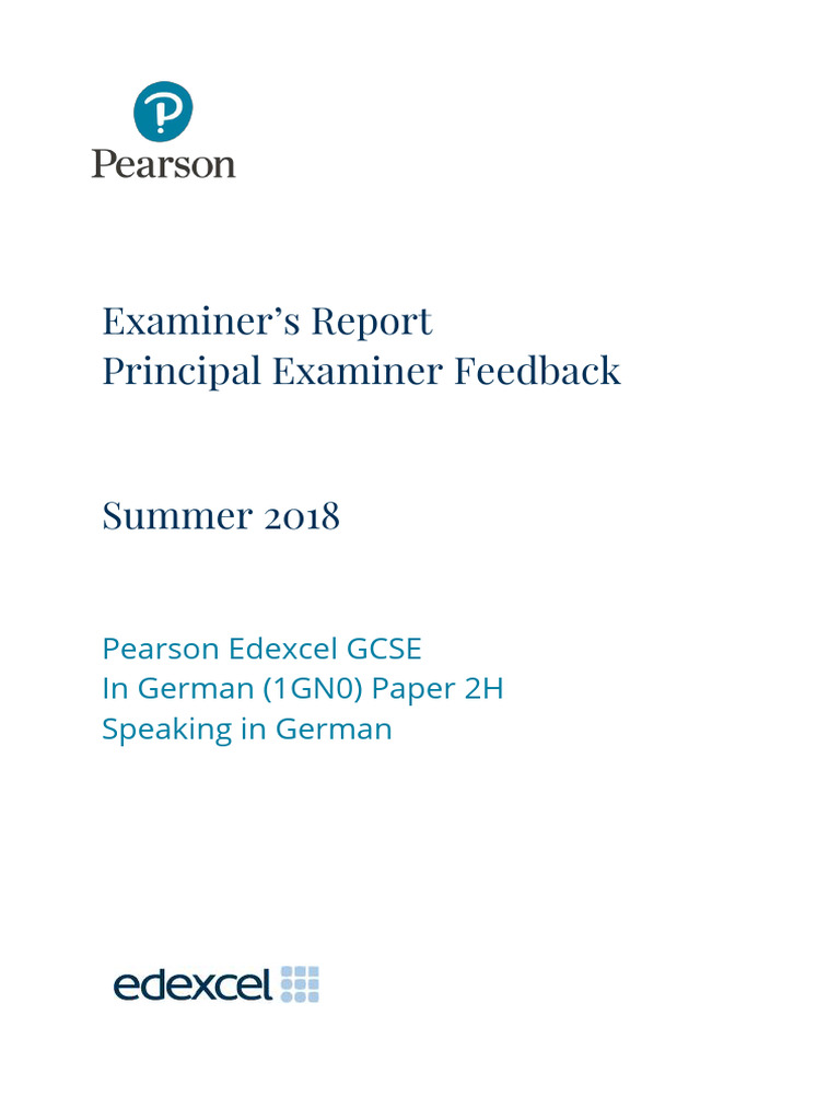 Summer 2018 GCSE German Speaking Report | PDF | Communication | Learning