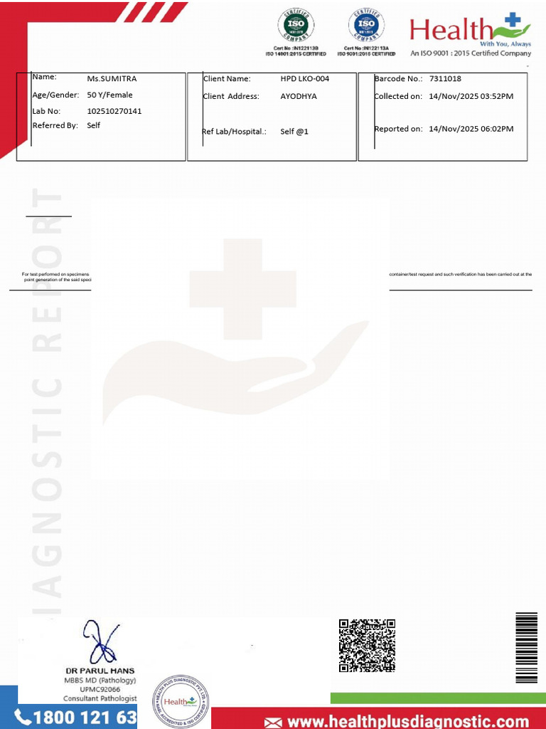 Labreportnew - 2025-10-28T103445.782 | PDF | Medical Specialties ...