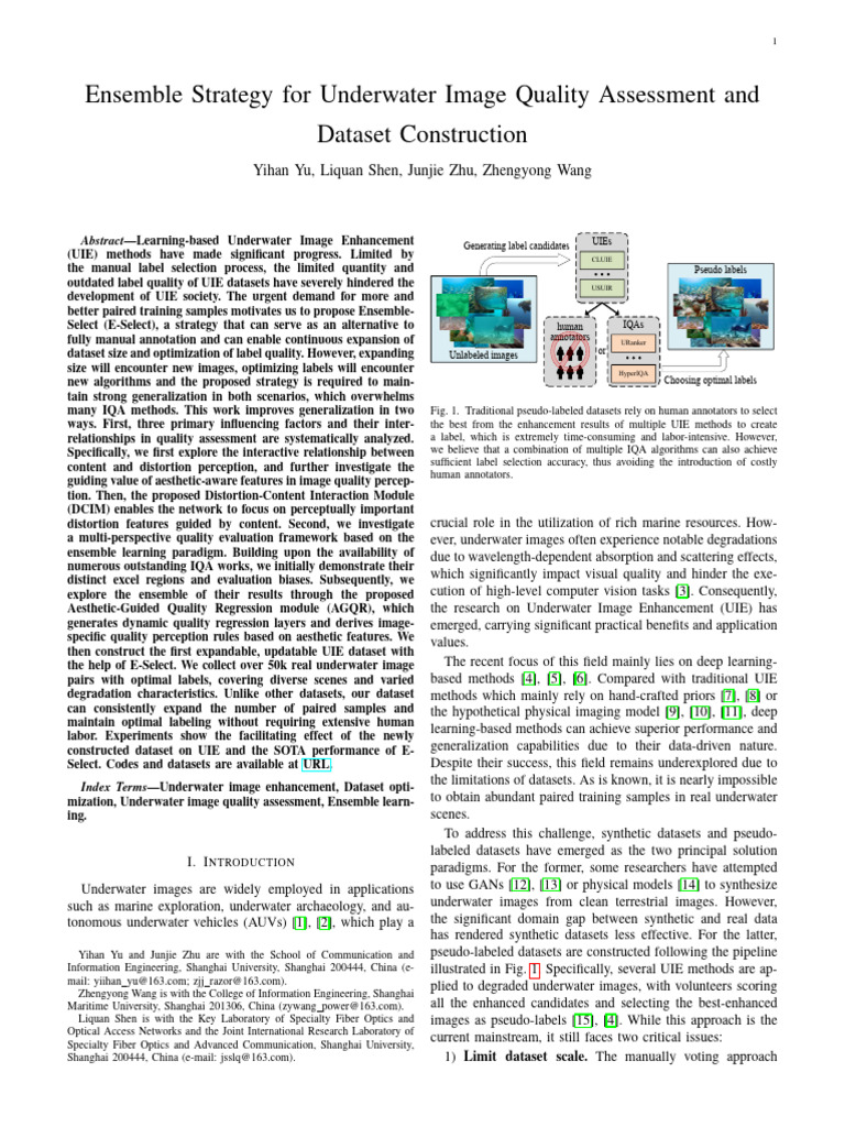 Ensemble Strategy for Underwater Image Quality Assessment and Dataset ...
