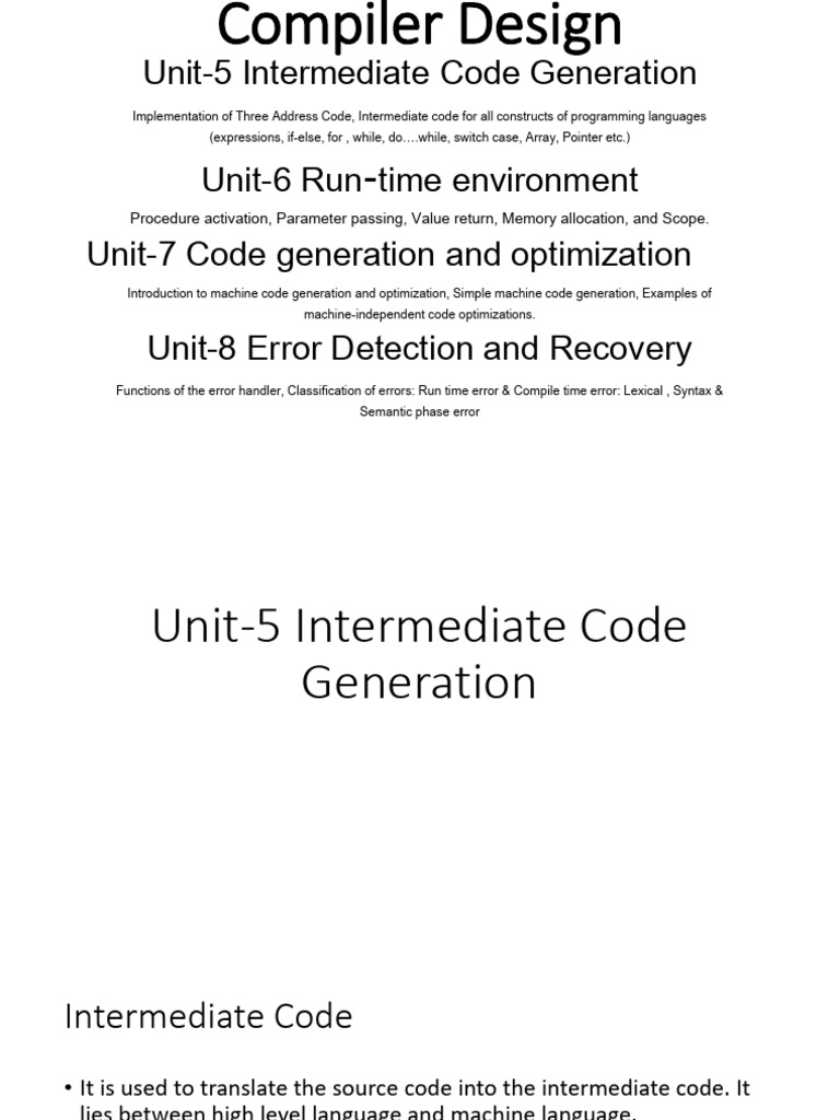 Compiler Design: Intermediate Code Techniques | PDF | Compiler ...