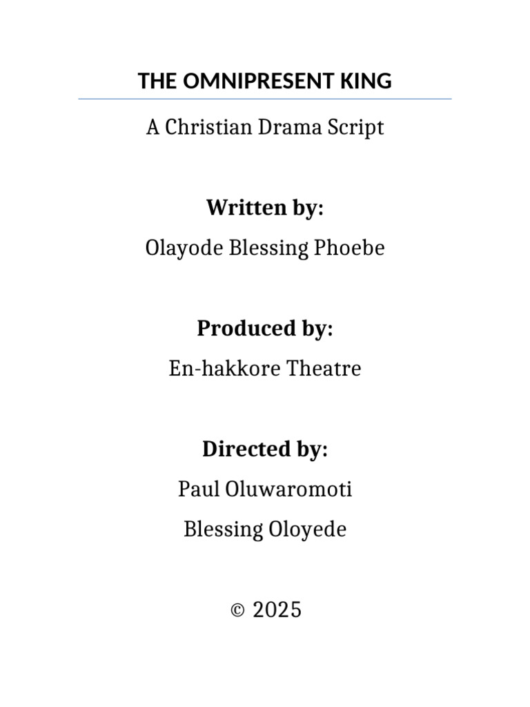 The Omnipresent King Drama Script | PDF | Torah | Books Of The Hebrew Bible