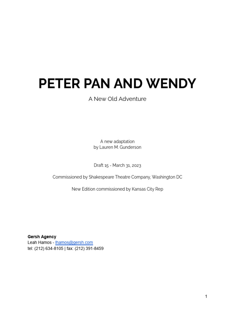 Peter Pan and Wendy: A New Adaptation | PDF | Wendy Darling | Neverland