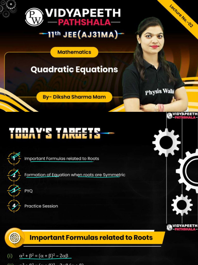 Quadratic Equations - 02 - Class Notes | PDF