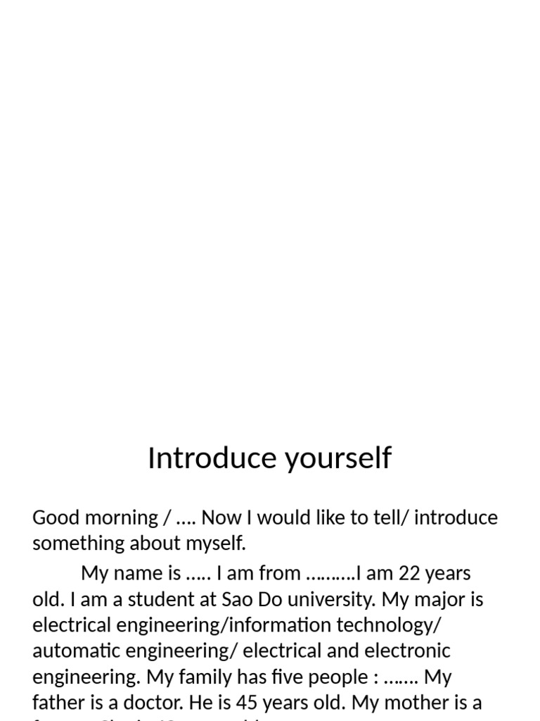 Personal Introduction Template | PDF