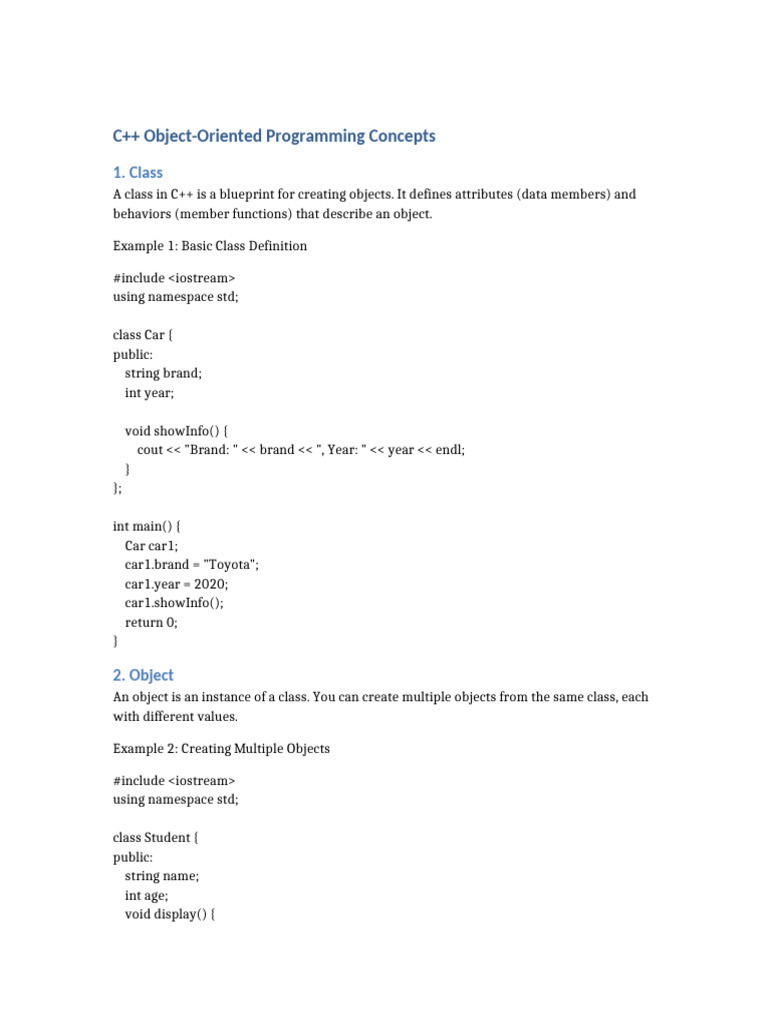 C++ OOP Concepts | PDF | Class (Computer Programming) | C++