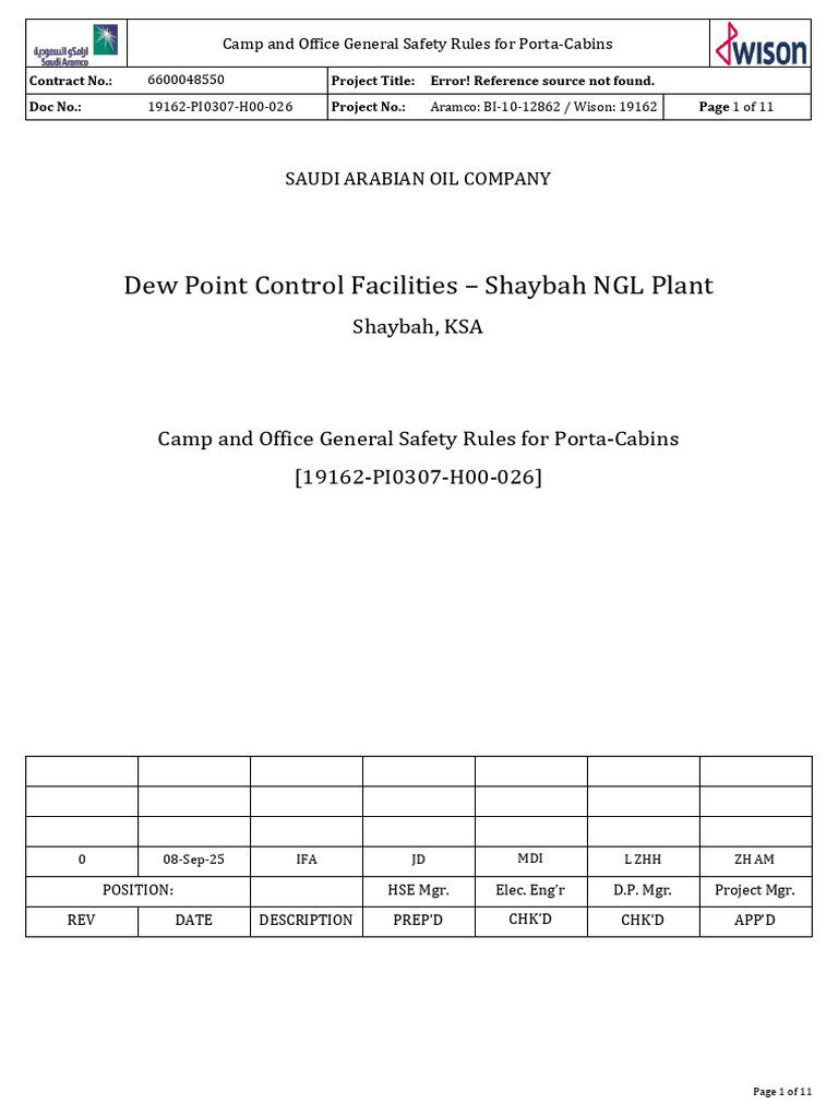 19162-PI0303-H00-026 DPCU - General Camp and Office Safety Rules For ...