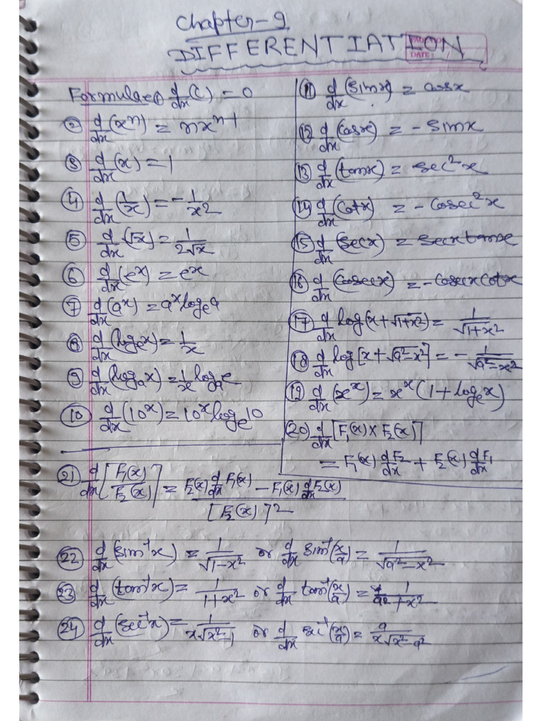 Maths 1 (Differentiation Chapter 9 (Exercise 9.1) | PDF