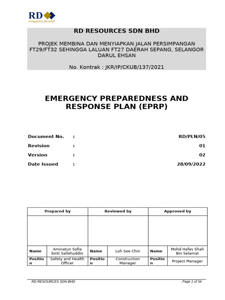 EPRP rev. 01 | PDF | Emergency | Emergency Management