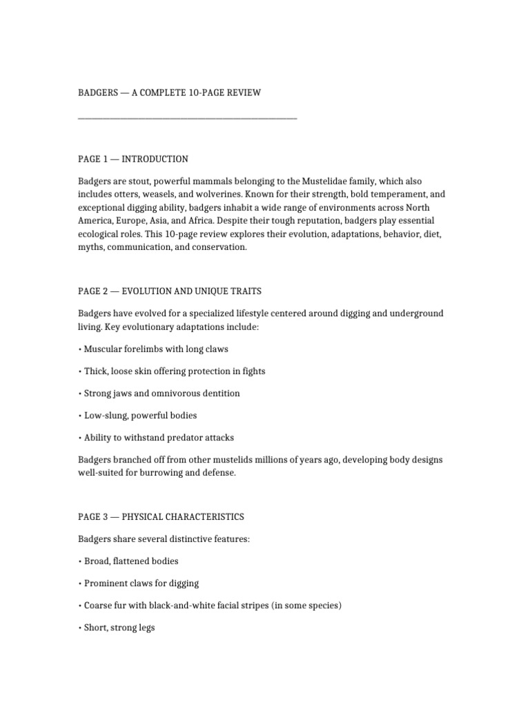 Badgers: Ecology, Behavior, and Conservation | PDF | Conservation ...