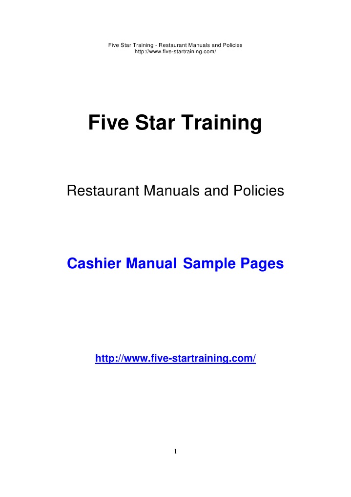 Cashier Manual Service Industries Business