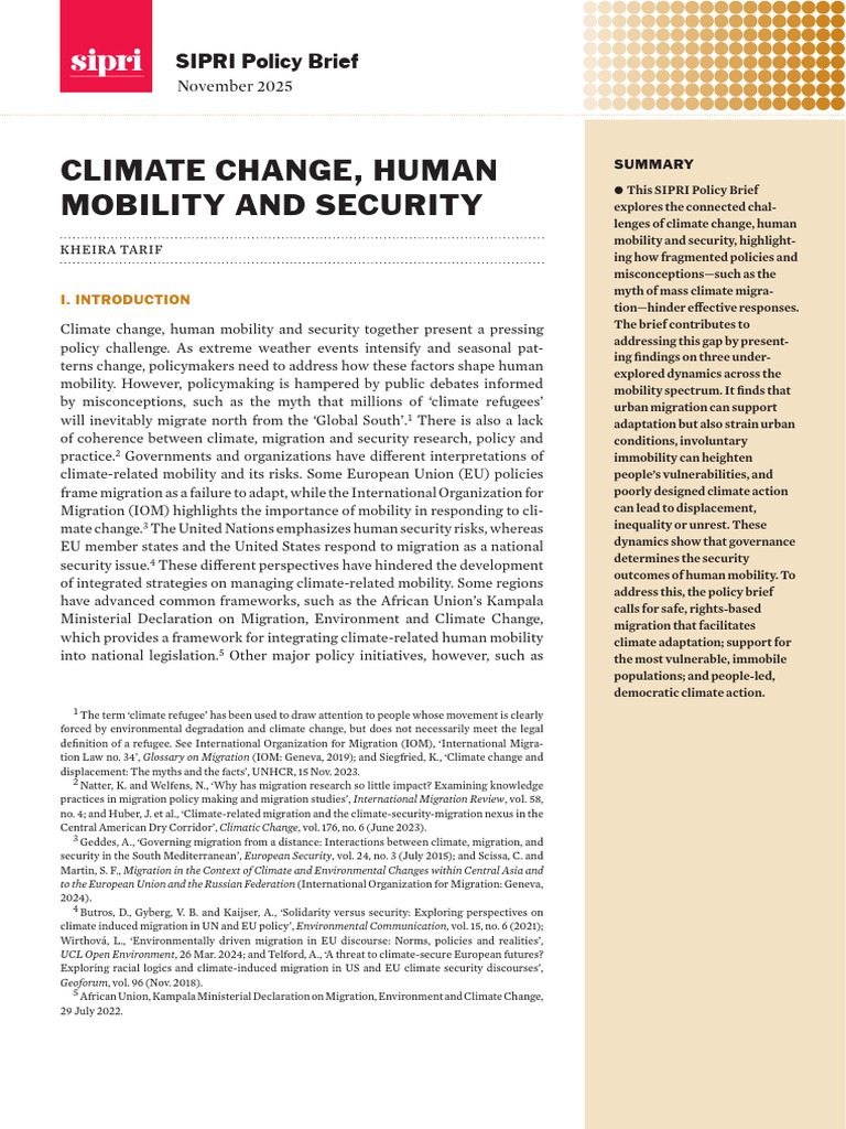 Climate Change and Human Mobility Insights | PDF | Human Migration ...