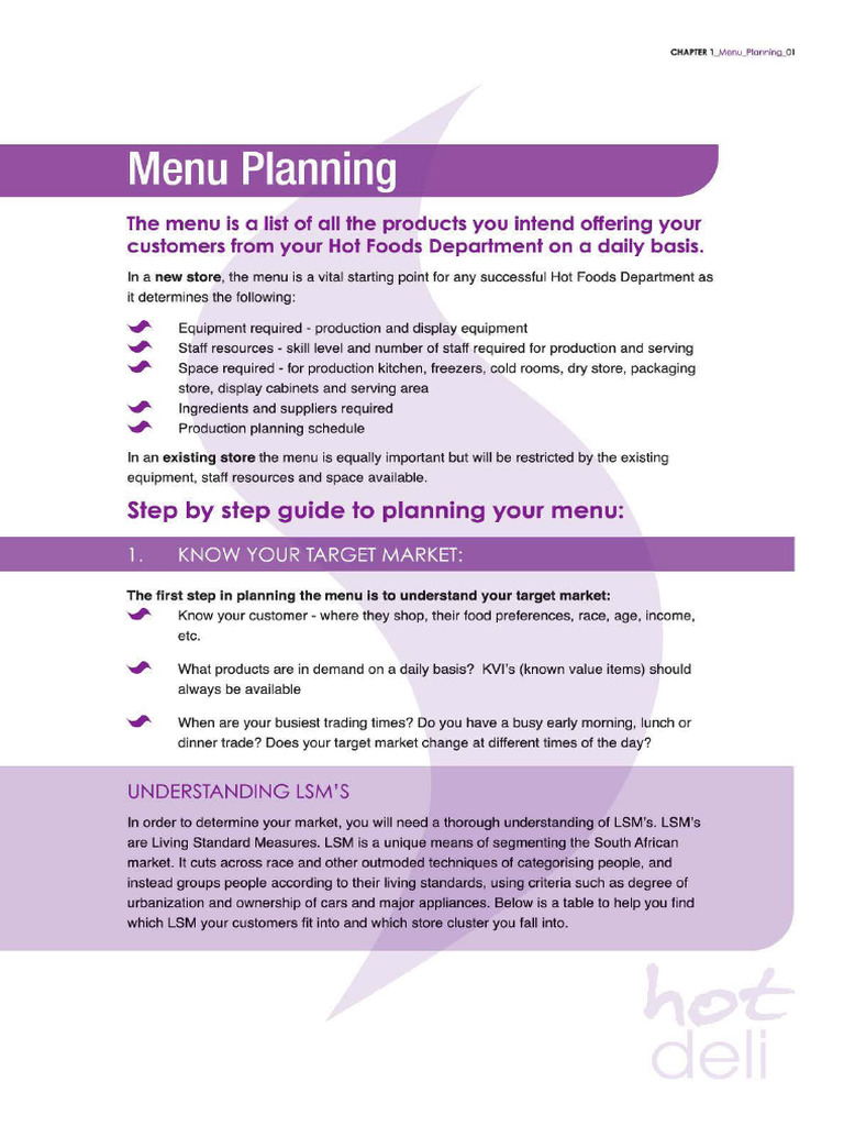 01 Menu Planning | PDF