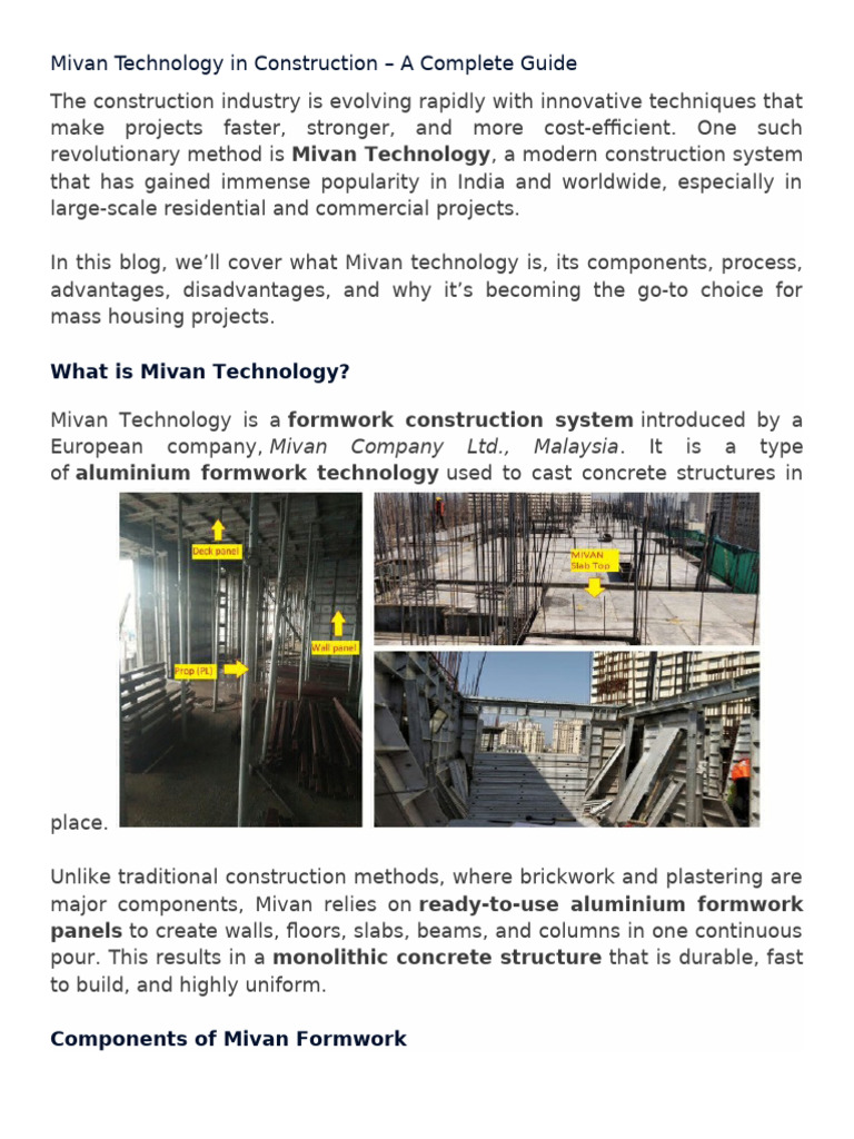 Mivan Technology in Construction Explained | PDF | Concrete | Real Estate