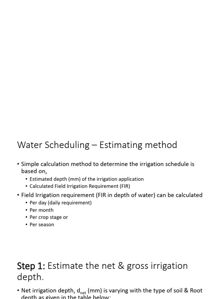 Irrigation Requirement Calculation Guide | PDF | Irrigation | Crops