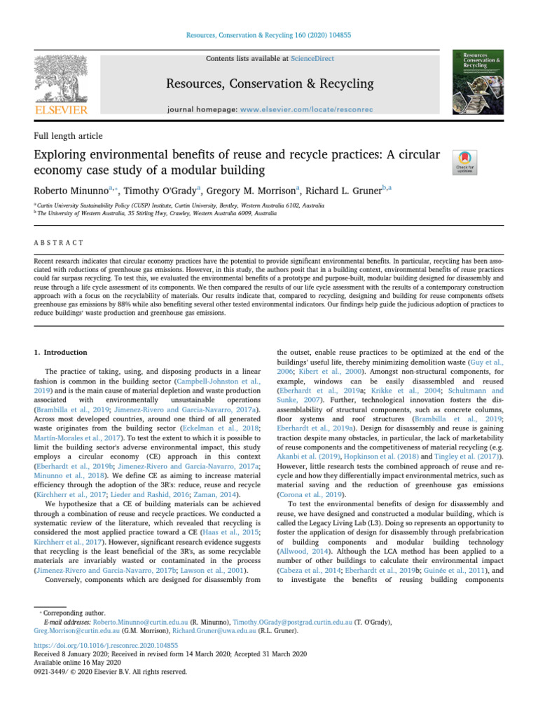 Environmental Benefits of Building Reuse | PDF | Life Cycle Assessment ...