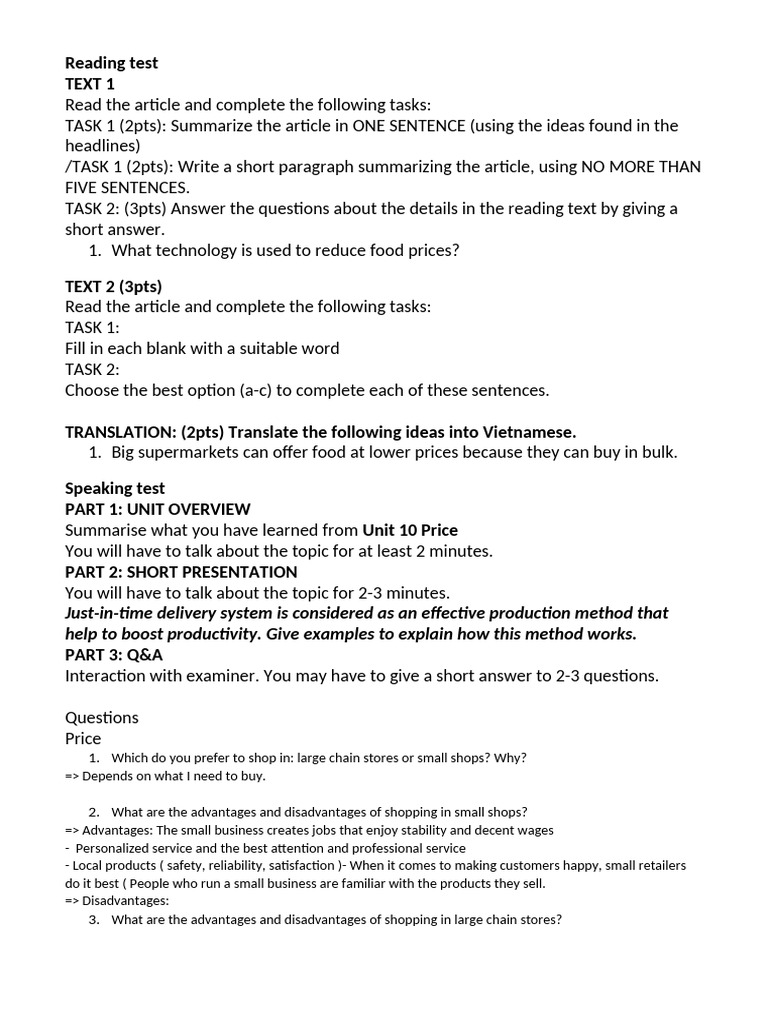 Reading and Speaking Test Guide | PDF | Insurance | Business