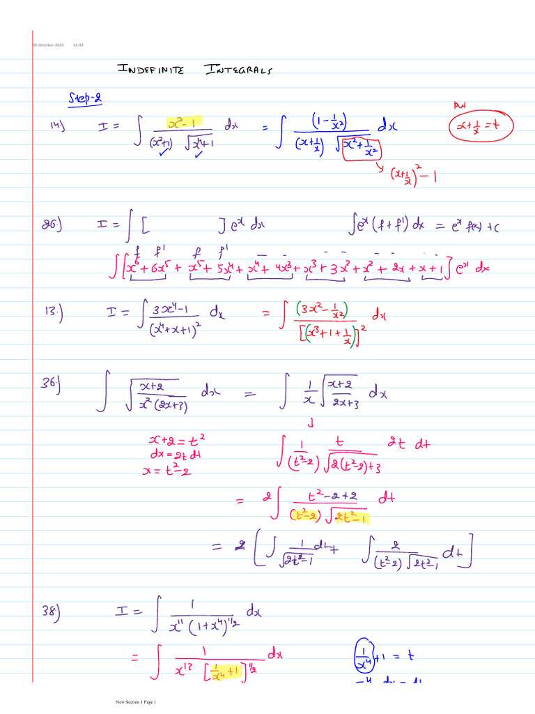 Indefinite Integrals | PDF