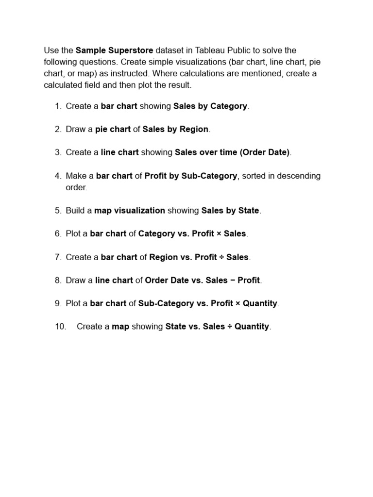 Tableau Visualizations with Sample Superstore Data | PDF