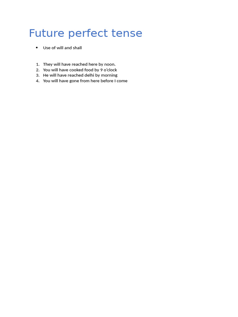 Future Perfect Tense | PDF